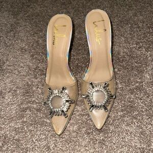 Lulu's Silver Embellished Pointed Heels